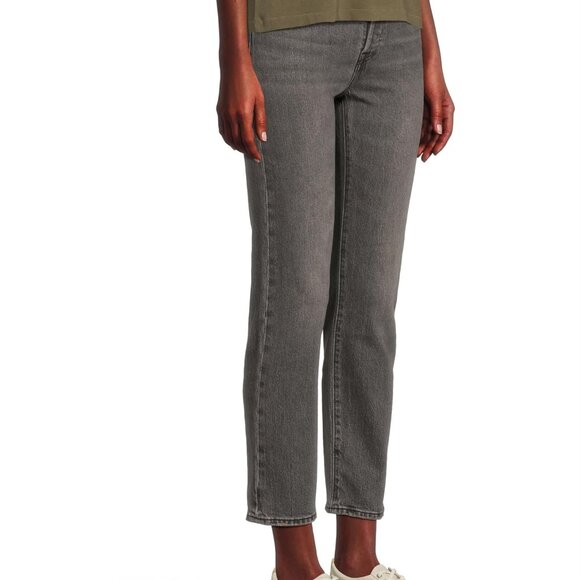 Levi's 501 Premium Crop Jeans - Straight Leg in Gray Worn in - Picture 7 of 13